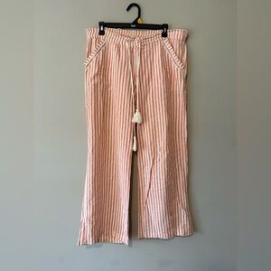 Jolt Cream and Orange Striped Drawstring Pants
